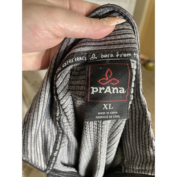Prana Tri Thermal Men's XL 1/4 Zip Pullover Fleece Gray Black Long Sleeve Stripe - Picture 5 of 7